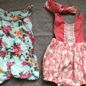 Floral 12 Month Girl Rompers